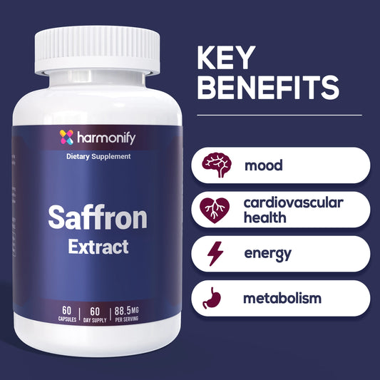 Saffron Extract 88.5mg – Mood, Eye & Appetite Support – 60 Capsules | Natural Saffron Supplement from Crocus Sativus L. | Non-Gmo, Vegan-Friendly, Made in USA